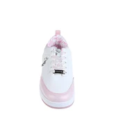 Bebe Little Girls Low Top Court with Shimmer Two Tone Piecing Sneakers