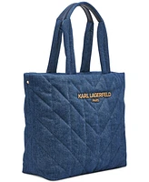 Karl Lagerfeld Paris Voyage Large Quilted Denim Tote Bag