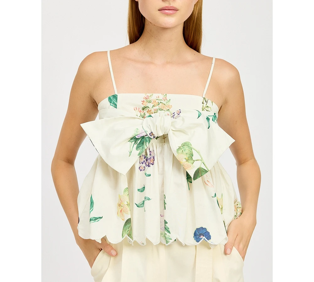 En Saison Women's Ashley Cotton Babydoll Peplum Top