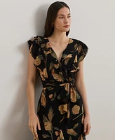 Lauren Ralph Women's Floral Ruffle-Trim Georgette Gown