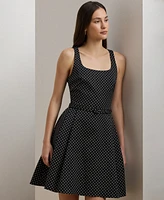 Lauren Ralph Women's Polka-Dot Belted Faille Cocktail Dress