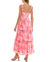 Crystal Doll Juniors' Tie-Shoulder Tiered Chiffon Maxi Dress