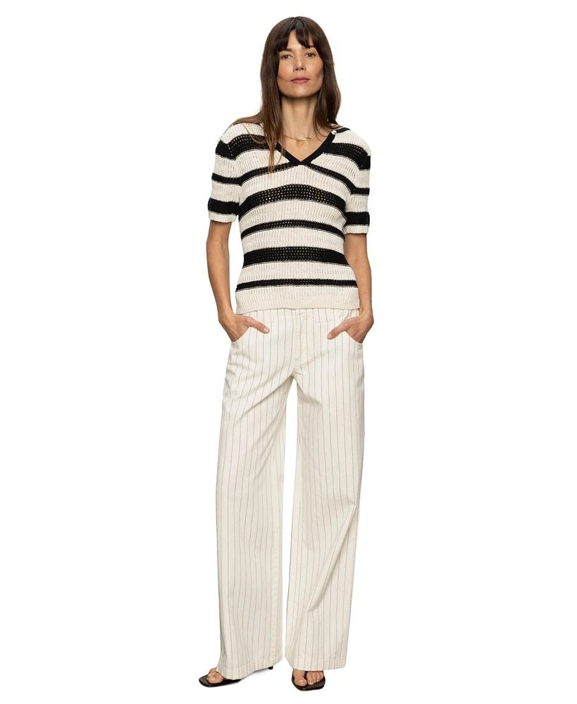 Sanctuary Women's Cotton Striped-Knit Sweater Top