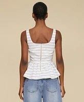 Avec Les Filles Women's Square-Neck Corset Peplum Top
