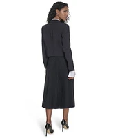 Calvin Klein Womens Double Breasted Cropped Jacket Pleated Pull On Midi Skirt