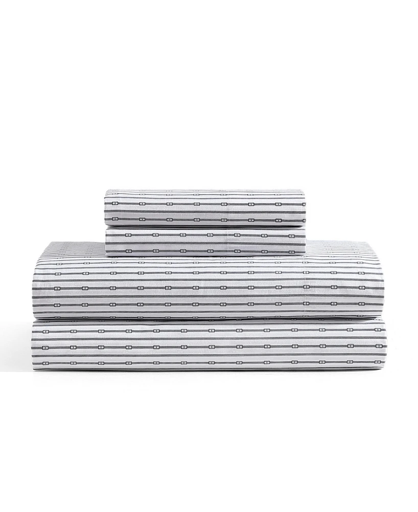 Tommy Hilfiger Printed Cotton Percale 4-Pc. Sheet Set, Full
