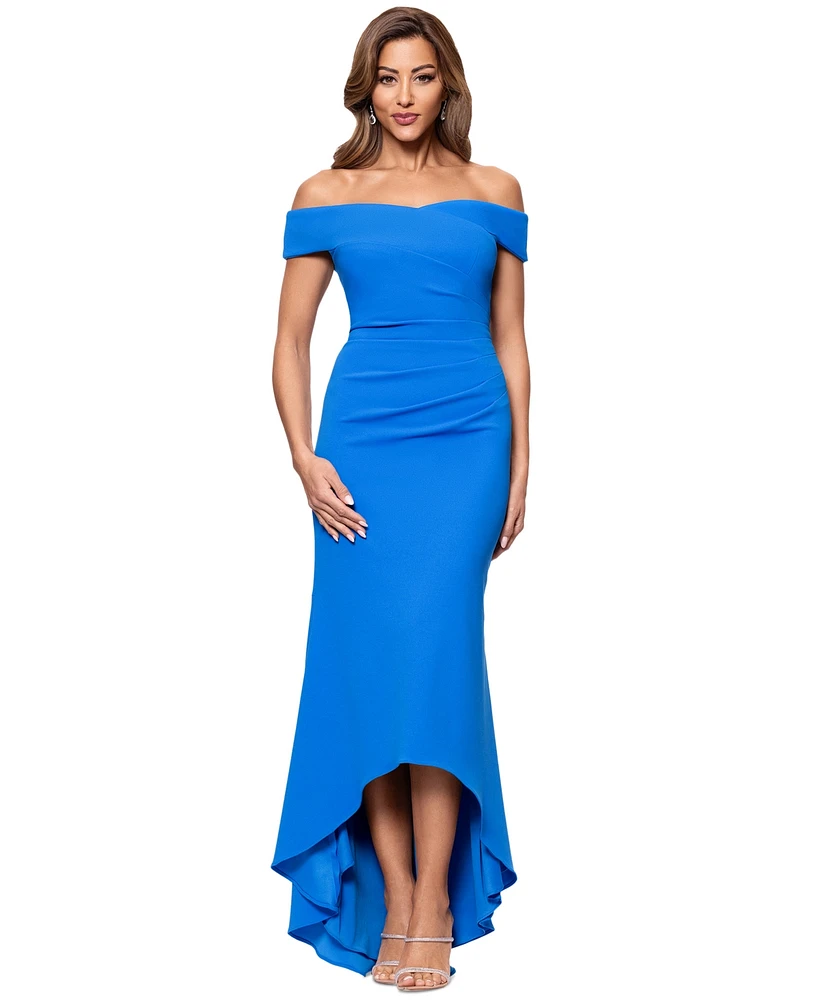 Xscape Women's Off-The-Shoulder High-Low Dress
