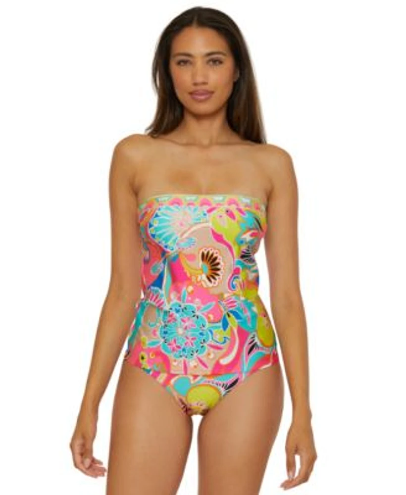 Trina Turk Womens Venus Banded Tankini Top Hipster Bikini Bottoms