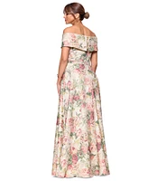 Xscape Women's Floral Jacquard Off-The-Shoulder Ball Gown