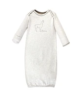 Touched by Nature Baby Boys Organic Cotton Long-Sleeve Gowns 3pk, Llama, 0-6 Months