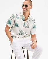 Club Room Men's Aloha Short Sleeved Tropical Print Button-Front Linen Shirt, Exclusively at Macy's
