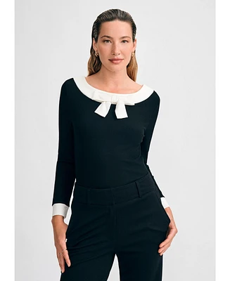 Isaac Mizrahi Women's Long Sleeve Bow Top