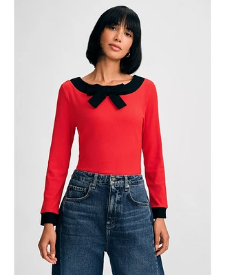 Isaac Mizrahi Women's Long Sleeve Bow Top