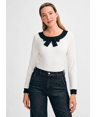 Isaac Mizrahi Women's Long Sleeve Bow Top