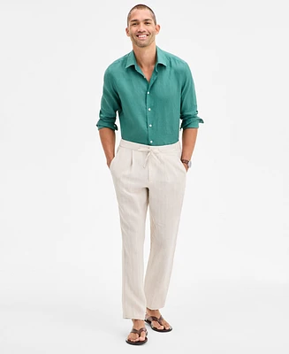 Club Room Men's Regular Fit Casual Striped Linen Pants, Exclusively at Macy's
