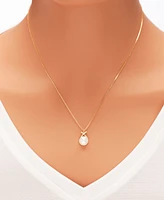 Cultured Freshwater Pearl (8mm) & Cubic Zirconia Crisscross Pendant Necklace & Drop Earrings Set in 18k Gold-Plated Sterling Silver