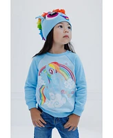 My Little Pony Girls Rainbow Dash Pullover Fleece Sweatshirt and Cosplay Hat