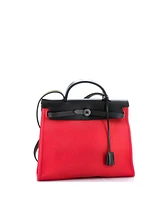 Pre-Owned Hermes 31 Herbag Zip Leather and Toile