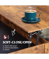 Wlive Lift Top Coffee Table for Living Room,Coffee Table with Storage,Hidden Compartment and Metal Frame, Central Table for Reception Room,Rustic Brow