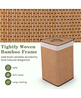 Bamboo Laundry Hamper Basket with Lid and Removable Liner Bag