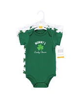 Hudson Baby Boys Cotton Bodysuits, Mommys Lucky Charm, 9-12 Months