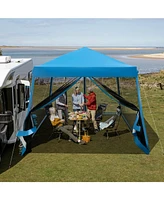 10 x 10 Feet Pop Up Canopy with Mesh Sidewalls and Roller Bag