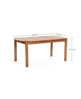 LuxenHome Natural Solid Wood 40-Inch Long Rounded Rectangle Outdoor Coffee Table