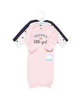 Hudson Baby Baby Girls Hudson Cotton Gowns Daddy Pink Navy, 0-6 Months