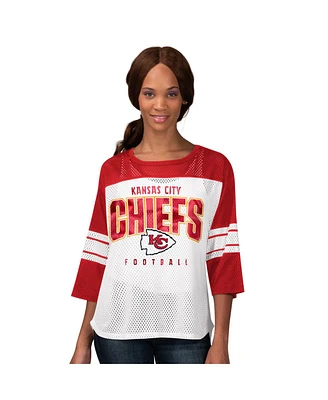 G-iii 4Her by Carl Banks Women's Red Kansas City Chiefs First Team 3/4-Sleeve Mesh T-Shirt