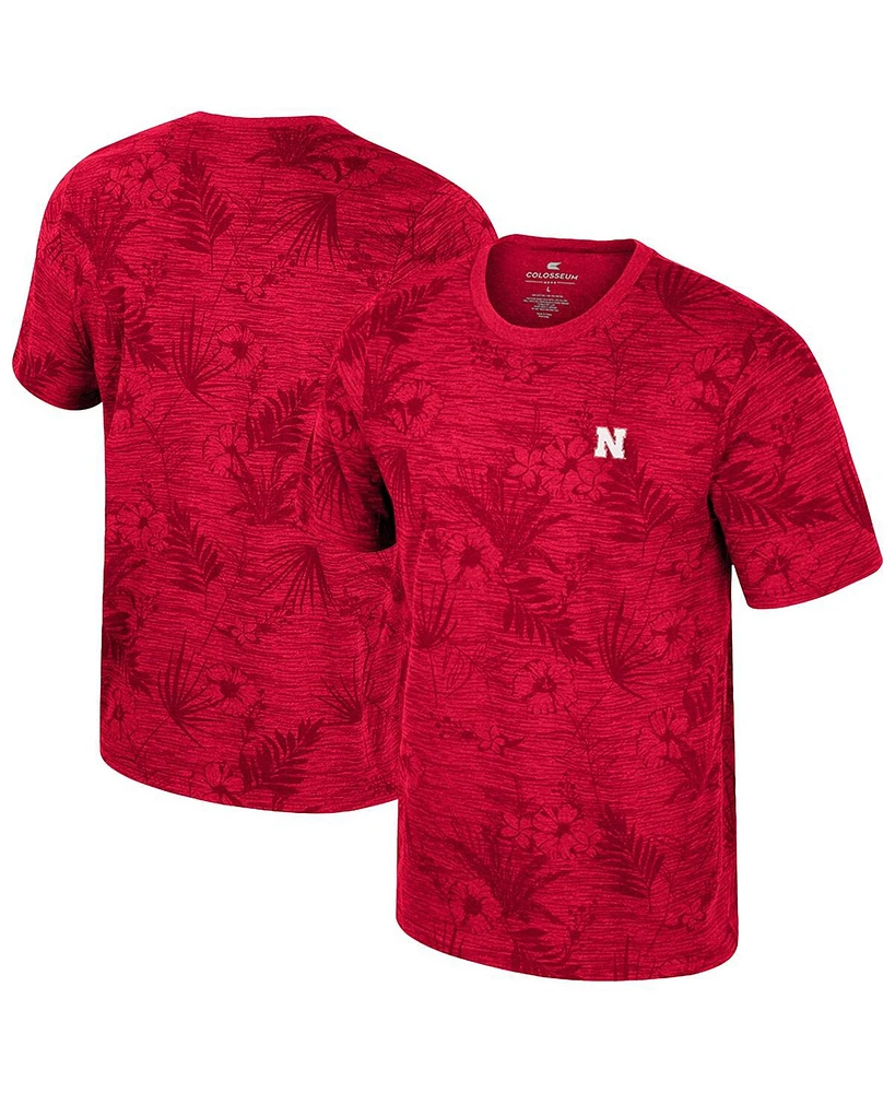 Colosseum Men's Red Nebraska Huskers Floral Printed T-Shirt