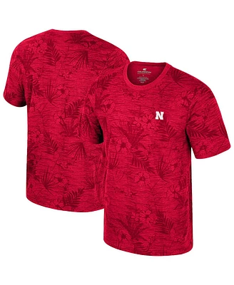 Colosseum Men's Red Nebraska Huskers Floral Printed T-Shirt
