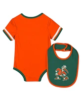 Colosseum Baby Boys and Girls 2-Piece Orange Miami Hurricanes Bodysuit Bib Set