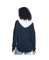 G-iii 4Her by Carl Banks Women's Navy Denver Nuggets Bench Player Oversized Long Sleeve Hooded Top