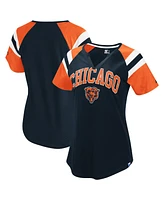 Starter Women's Navy Chicago Bears Game On Notch Neck Raglan T-Shirt