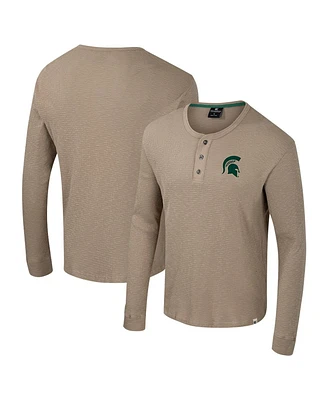 Colosseum Men's Tan Michigan State Spartans Great Outdoors Henley Long Sleeve Shirt