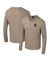 Colosseum Men's Tan Michigan State Spartans Great Outdoors Henley Long Sleeve Shirt