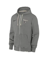 Nike Men's Charcoal Philadelphia Phillies Authentic Collection Travel Performance Full-Zip Hoodie