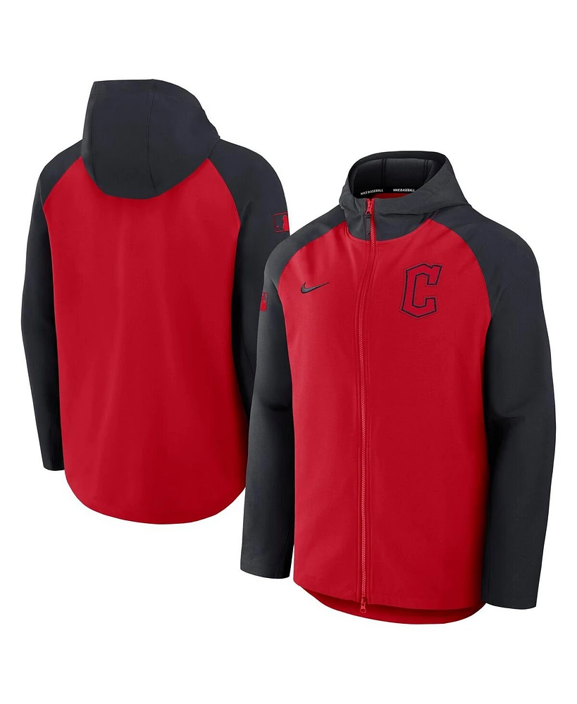 Nike Men's Red/Navy Cleveland Guardians Authentic Collection Raglan Performance Full-Zip Jacket