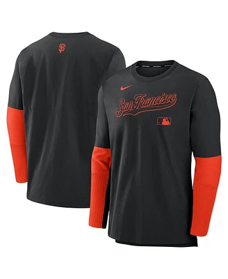 Nike Men's Black/Orange San Francisco Giants Authentic Collection Lightweight Player Tri-Blend Performance Pullover Sweatshirt