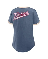 Fanatics Women's Navy Minnesota Twins Binge Worthy Stadium Slub V-Neck T-Shirt