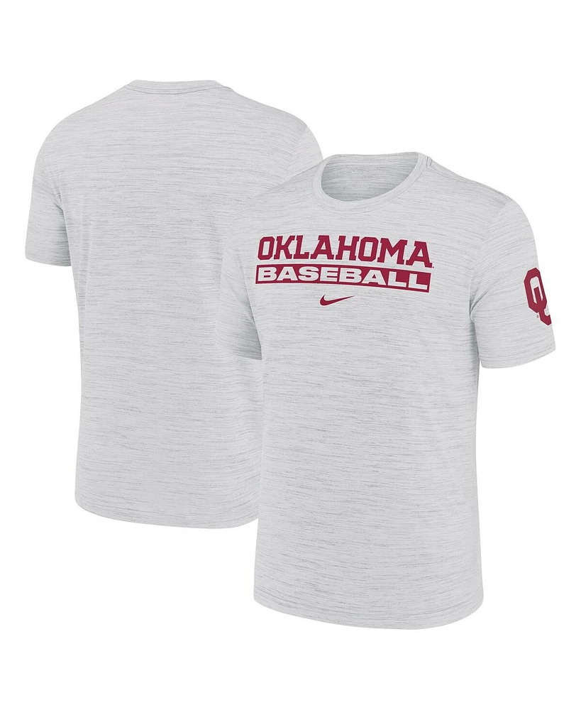 Nike Men's Ash Oklahoma Sooners Velocity Baseball Wordmark Stack Performance T-Shirt