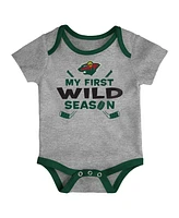 Outerstuff Baby Boys and Girls 3-Piece Minnesota Wild Legend Bodysuit Set