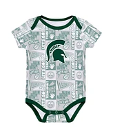 Outerstuff Newborn Green Michigan State Spartans Sunday Comics Bodysuit 3-Pack