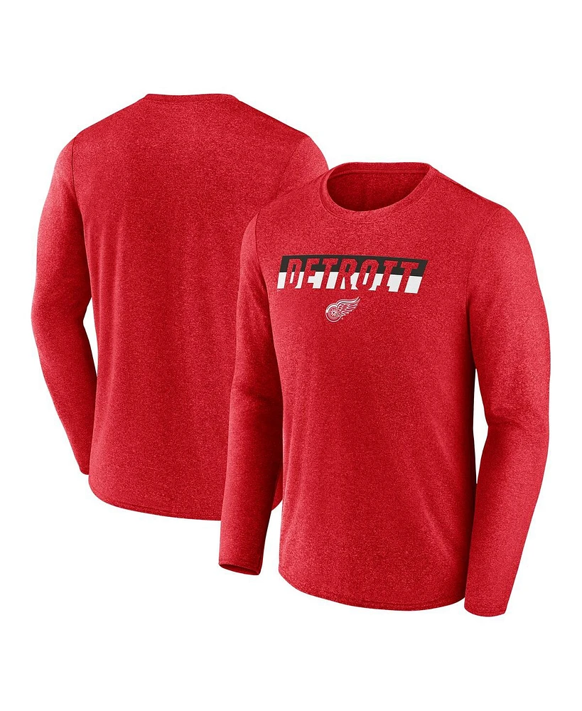 Fanatics Men's Heather Red Detroit Wings Transition Long Sleeve T-Shirt
