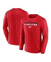 Fanatics Men's Heather Red Detroit Wings Transition Long Sleeve T-Shirt