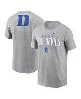 Nike Men's Heather Gray Duke Blue Devils Campus 2-Hit Primary Mascot T-Shirt