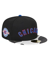 New Era Men's Black Chicago Cubs Metallic Camo 59FIFTY Fitted Hat