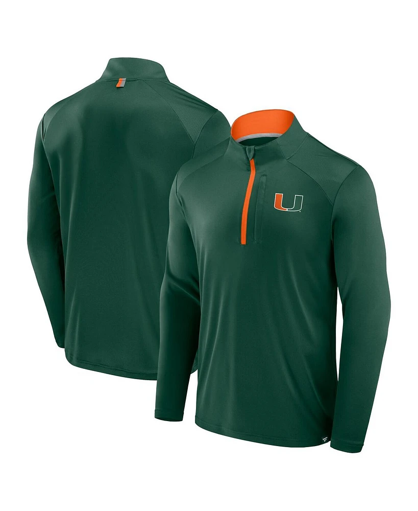 Fanatics Men's Green Miami Hurricanes Fundamental Defender Quarter-Zip Sweatshirt
