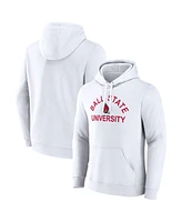 Fanatics Men's White Ball State Cardinals Primary Logo Pullover Hoodie