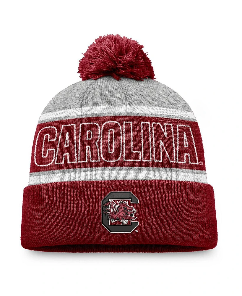 Top of the World Men's Garnet South Carolina Gamecocks Two-Tone Cuffed with Pom Knit Hat